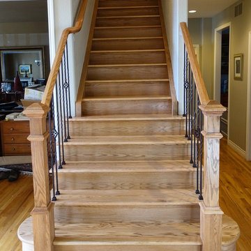 Red Oak Staircase with Custom Railing