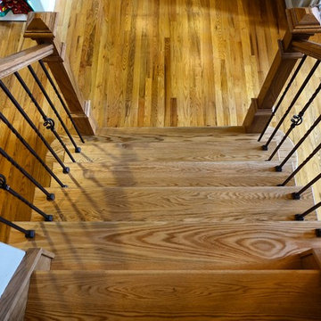 Red Oak Staircase with Custom Railing
