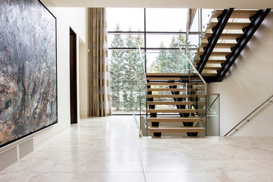 Inspiration for a modern staircase remodel in Calgary