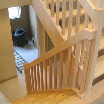 Renovation - Warm Contemporary Maple Stair & Rail Replacement