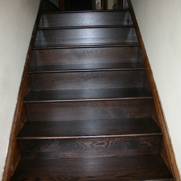 Replacement old Douglas Fir steps with naw Red Oak treads & risers