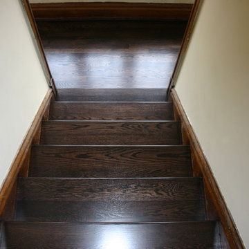 Replacment old Douglas Fir steps with naw Red Oak treads & risers