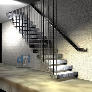 Riverview private house interior st.st. and marble floating staircase 3D drawing