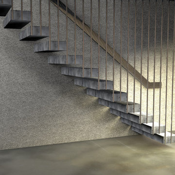 Riverview private house interior st.st. and marble floating staircase 3D drawing