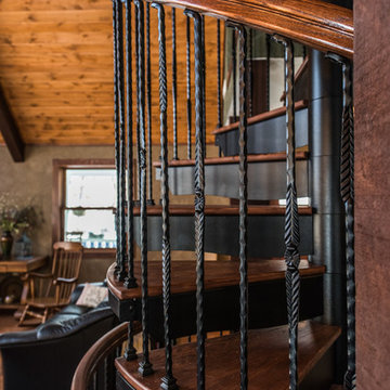 Rustic Loft Spiral Staircase