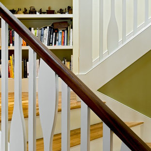 Inspiration for a rustic wooden staircase remodel in Burlington