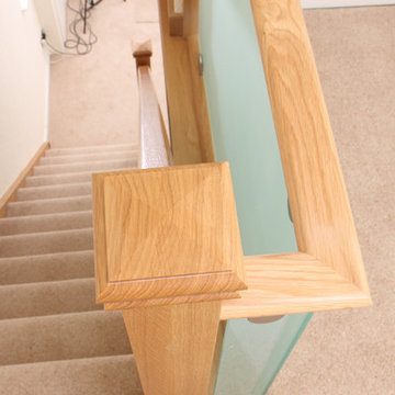 Sandblasted glass & Oak staircase refurbishment