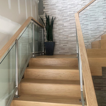 Satin Stainless Steel Railings w/ 3/8" Tempered Glass