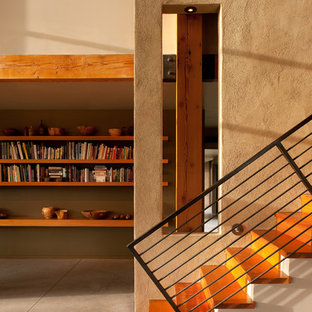 Trendy wooden straight staircase photo in Atlanta with wooden risers