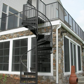 Showstopping Spiral Deck Stair and Rail for Lakefront Deck