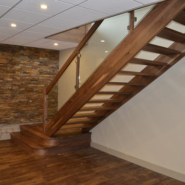 Solid Walnut Stairs with Glass Railing