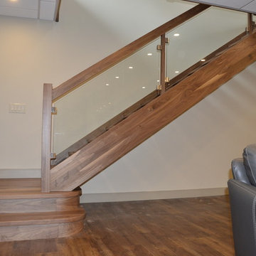 Solid Walnut Stairs with Glass Railing