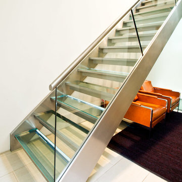 South Kensington Mews House - Glass & Stainless Steel Staircases with LED lights