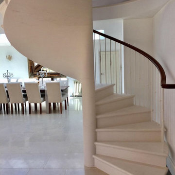 Another of our Award Winning Spiral staircases in beautiful Portuguese Limestone