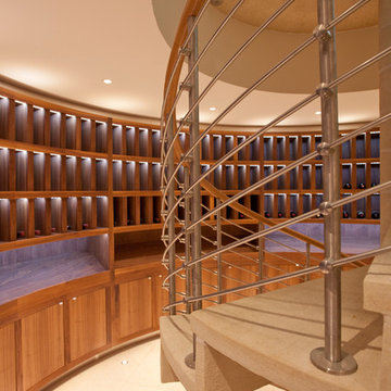 Spiral to Staircase to Wine Cellar