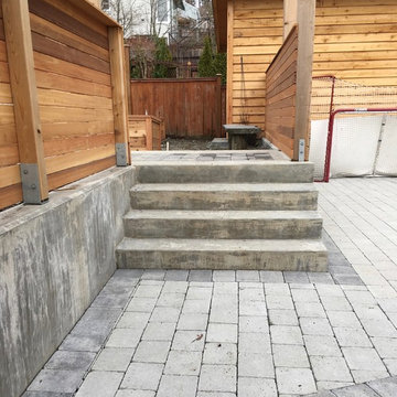 Sports court steps and entry area