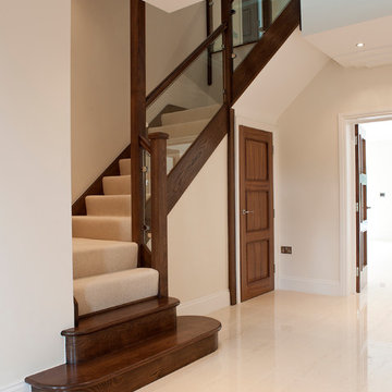 Stained Timber Staircase with Glass Balustrade