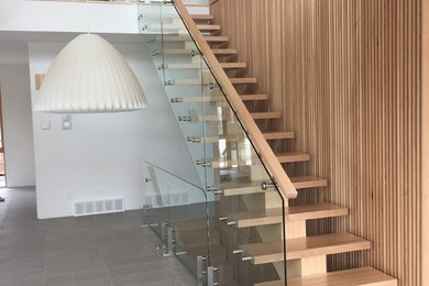 Design ideas for a contemporary staircase in Edmonton.