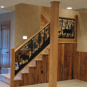 Stair Railing to the Basement with Moose & Owl