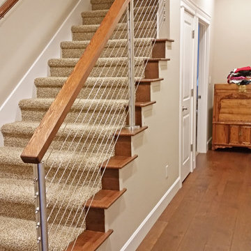 Stair Railing with Round Stainless Steel Posts in Gresham, OR