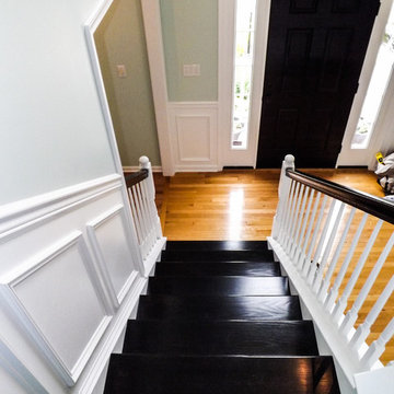Staircase hardwood painted black