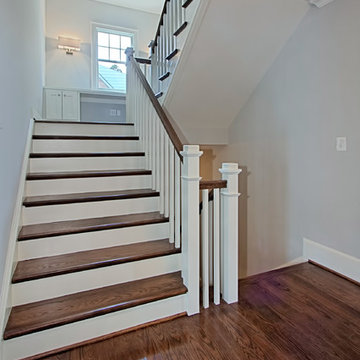 Staircase landing with stained treads