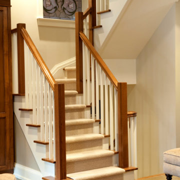Staircase, Slate Flooring, Stain Glass Window, Carpet Runner