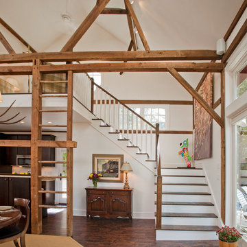 Staircase view of the remodeled barn in Bucks County
