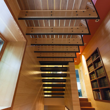 Staircase with Bookcase Wall