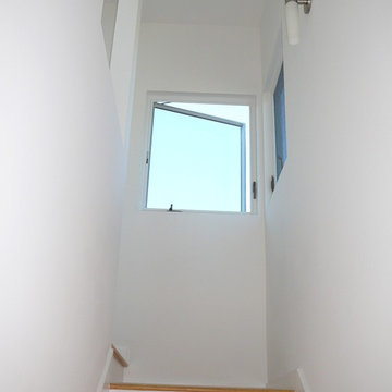 Staircase with corner windows