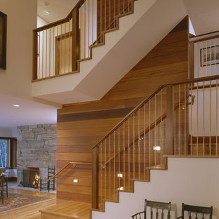 Large transitional staircase photo in Boston