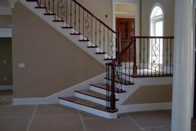 Inspiration for a farmhouse staircase remodel in Other