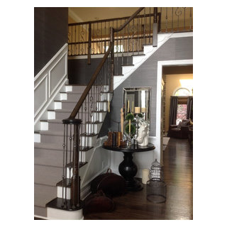 Stairway Renovation - Wood Railing and Satin Clear Iron Balusters ...