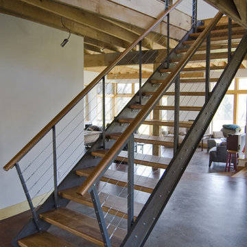 steel and cherry stair