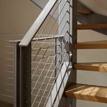 Steel Cable Rail and Wood Stairs