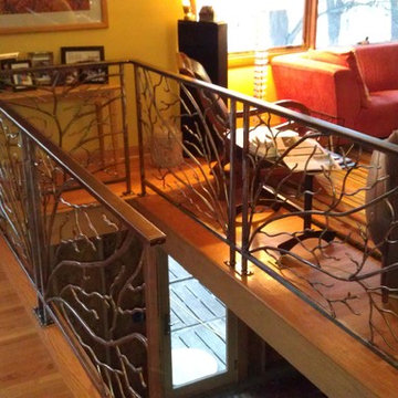 Steel Railing with Tree Branches