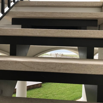 Stone treads on Steel Stair Structure
