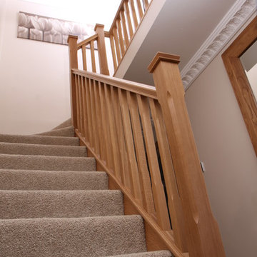 Stop chamfered oak spindles and newel posts staircase renovation