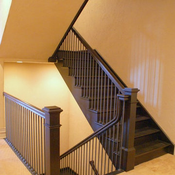 Straight And Platform Stairs With Iron Balustrade