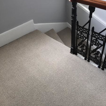Striped Carpet Installation to Stairs