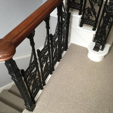 Striped Carpet Installation to Stairs