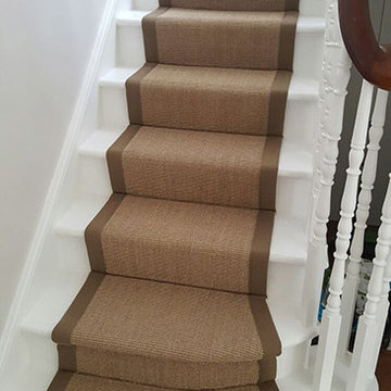 Supplying & Installing Brown Carpet With Brown Border to Stairs