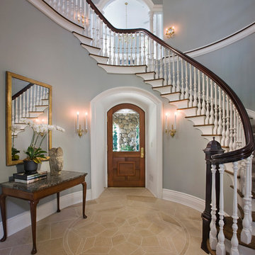Sweeping interior staircase
