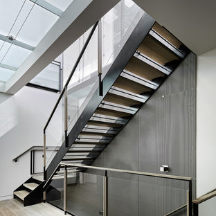Trendy wooden open staircase photo in San Francisco
