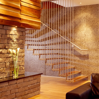Inspiration for a modern floating open staircase remodel in Kansas City