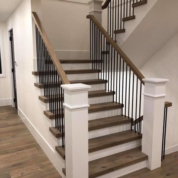 Transitional Metal & Wood Staircase