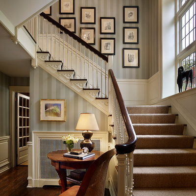 Inspiration for a timeless wooden l-shaped staircase remodel in Philadelphia