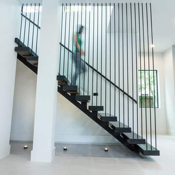 Vertical Bar Stair Railing - Memorial Houston Modern Home