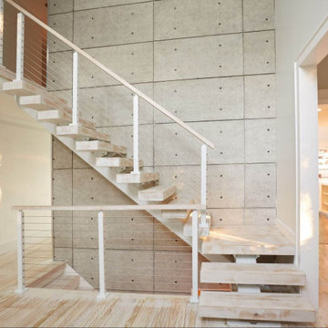 Viewrail FLIGHT Stainless Steel Floating Stair System with Apollo White Powder C