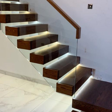 Walnut Look Cantilever Staircase